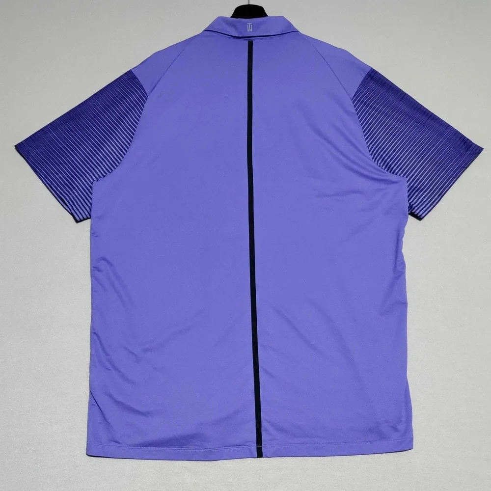 Nike Tiger Woods Collection Striped Sleeve Golf Polo Shirt Mens XL Purple 585785